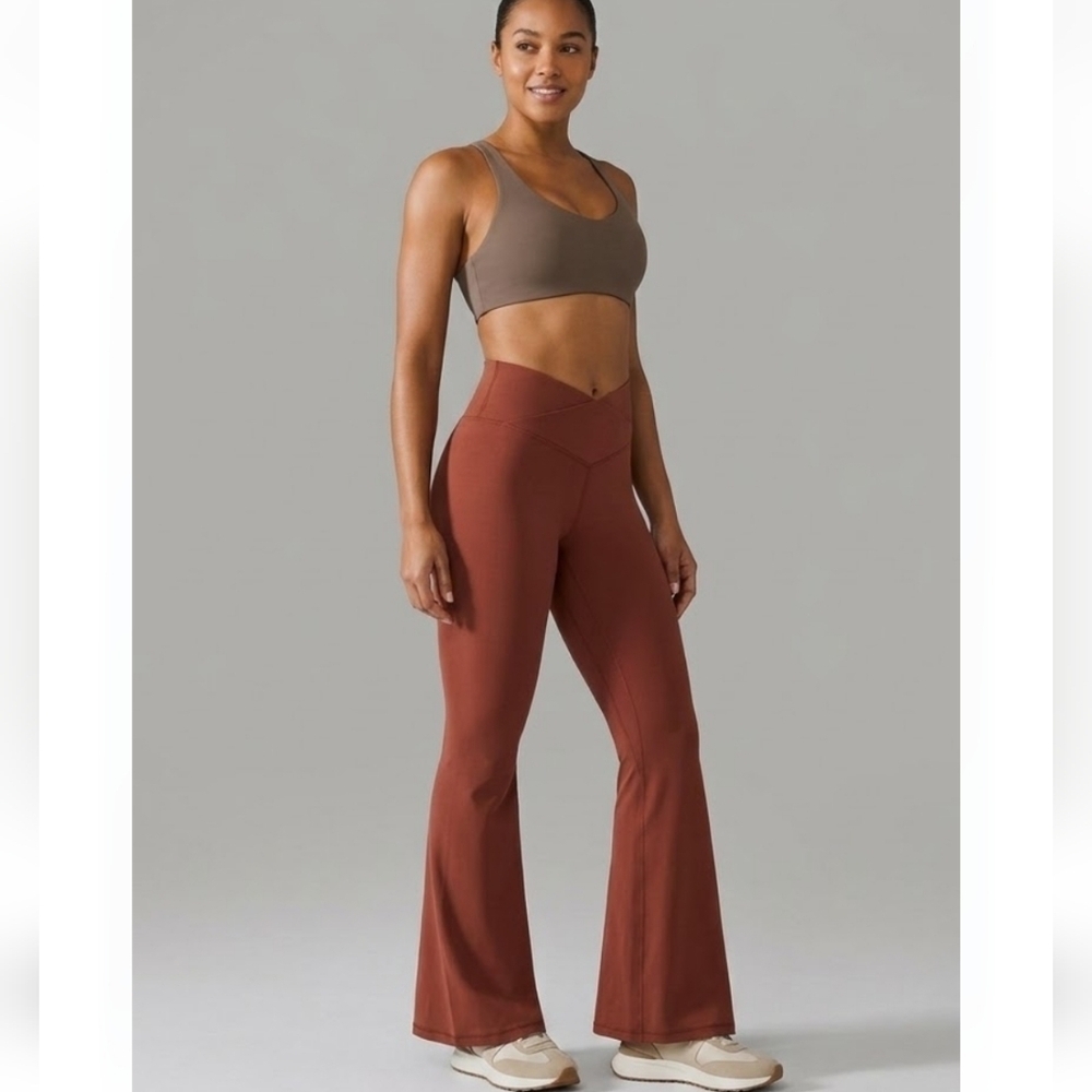 Offline By Aerie Crossover Brown Real Me Flare Hi-Rise Women's Leggings Size XS